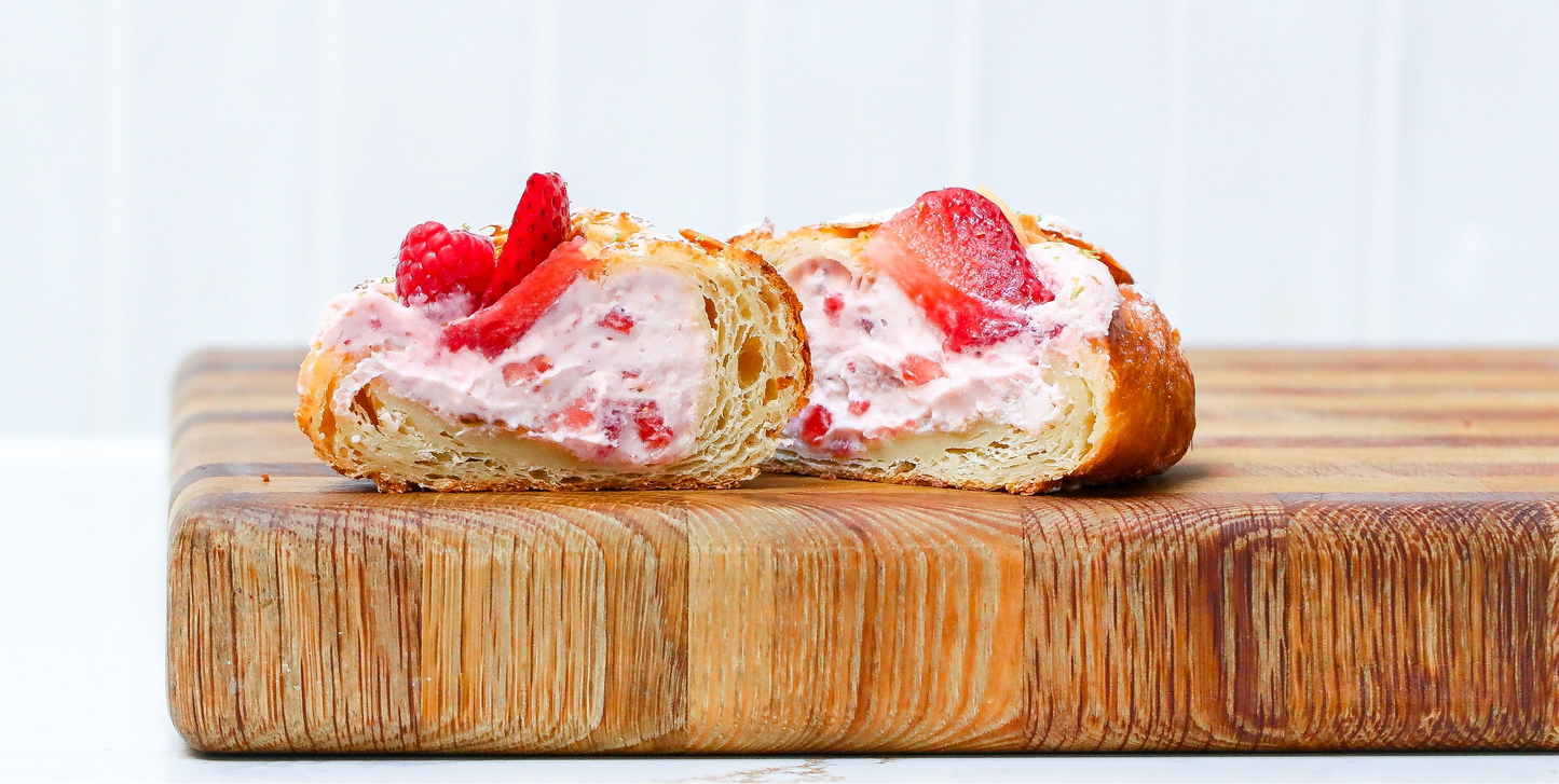 Strawberry & Raspberry Almond Scrollsant with Mascarpone Cream
