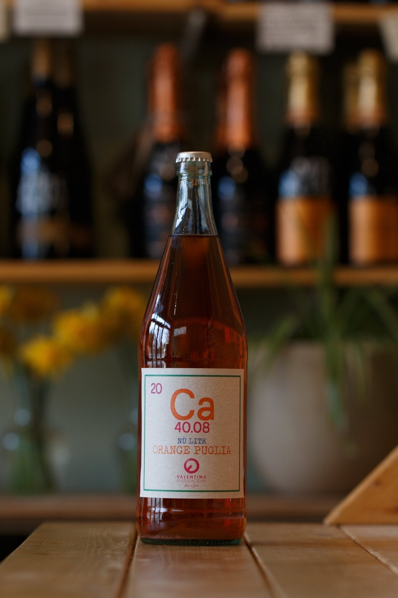 CA NÙ LITR Orange Wine bottle, made from Falanghina grapes in Puglia, Italy, available at My Store. This biodynamic, vegan wine features a vibrant orange hue, perfect for casual gatherings.
