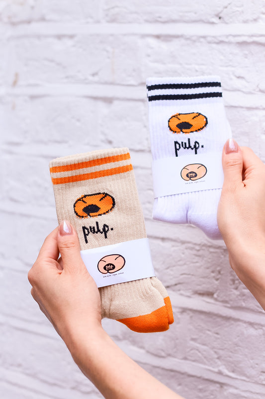PULP Scrollsant Knitted Crew Socks | Embroidered Cotton Socks