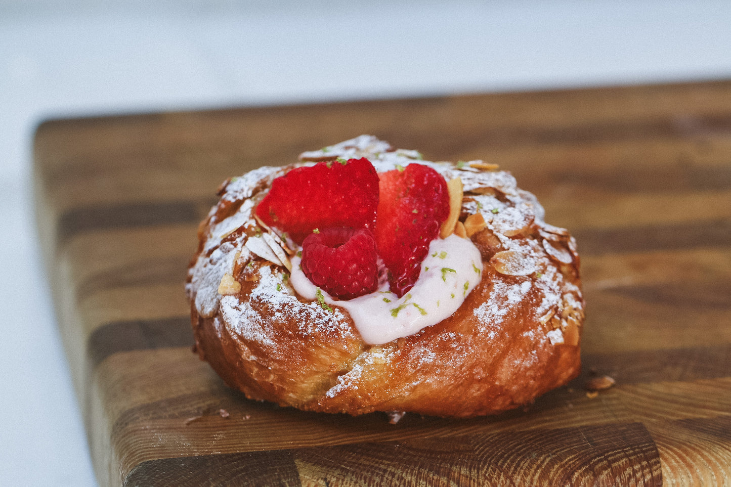 Strawberry & Raspberry Almond Scrollsant with Mascarpone Cream