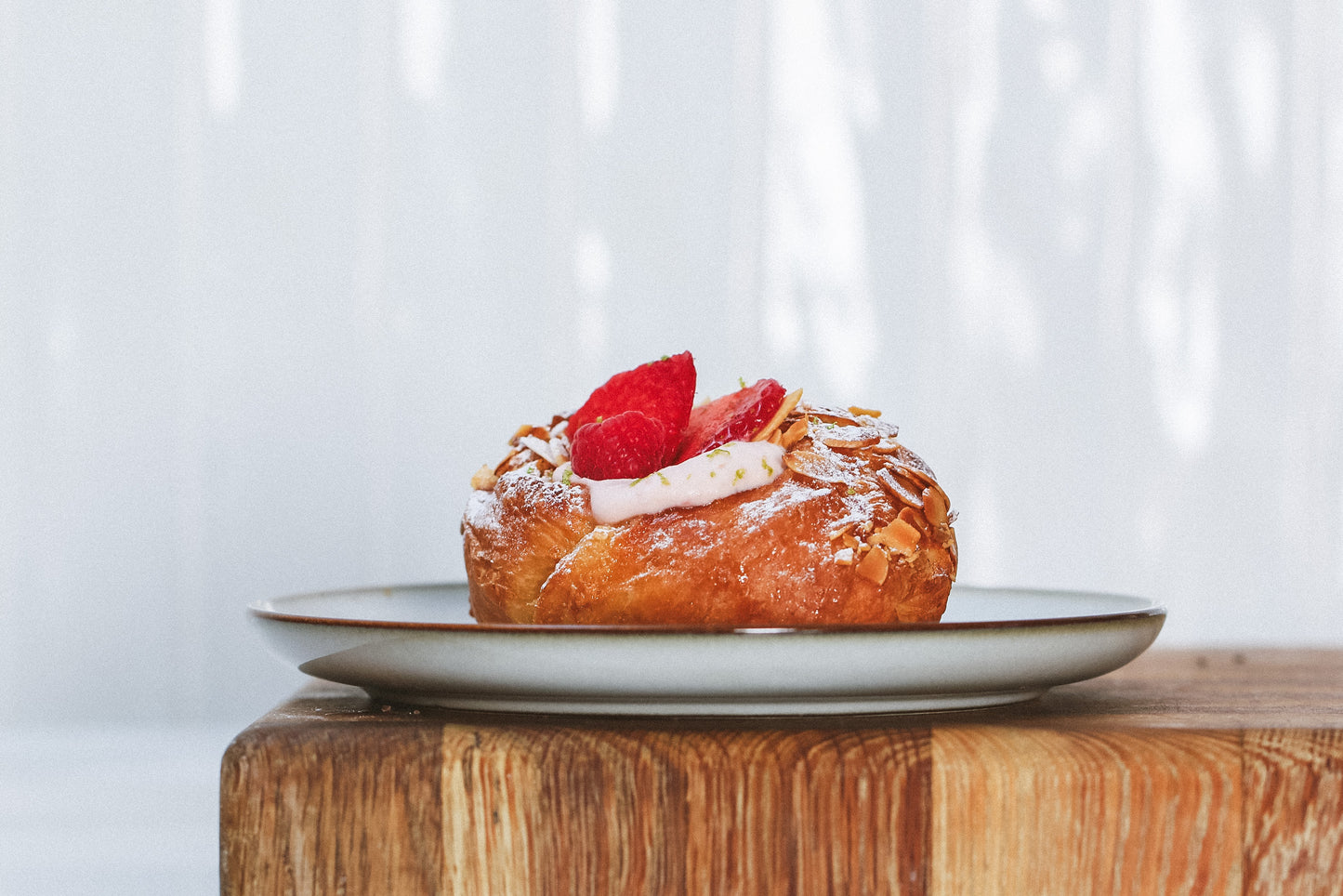 Strawberry & Raspberry Almond Scrollsant with Mascarpone Cream