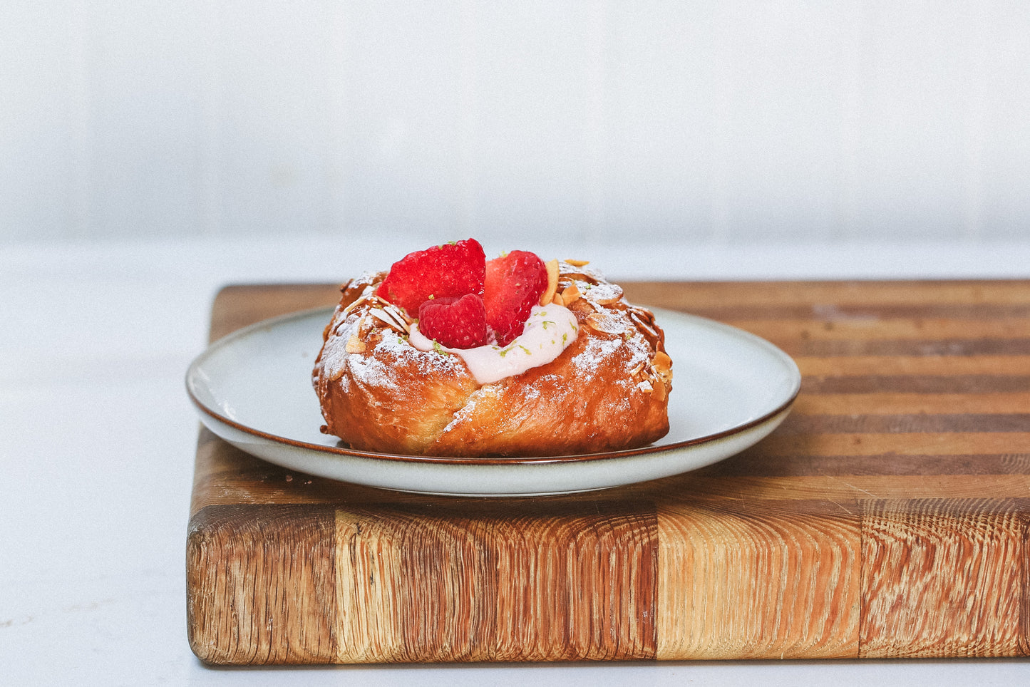 Strawberry & Raspberry Almond Scrollsant with Mascarpone Cream