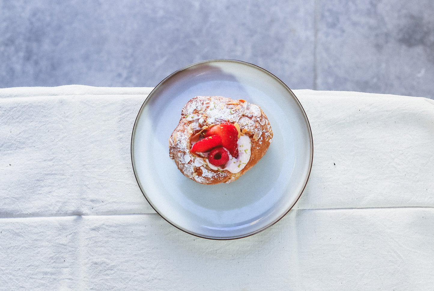 Strawberry & Raspberry Almond Scrollsant with Mascarpone Cream