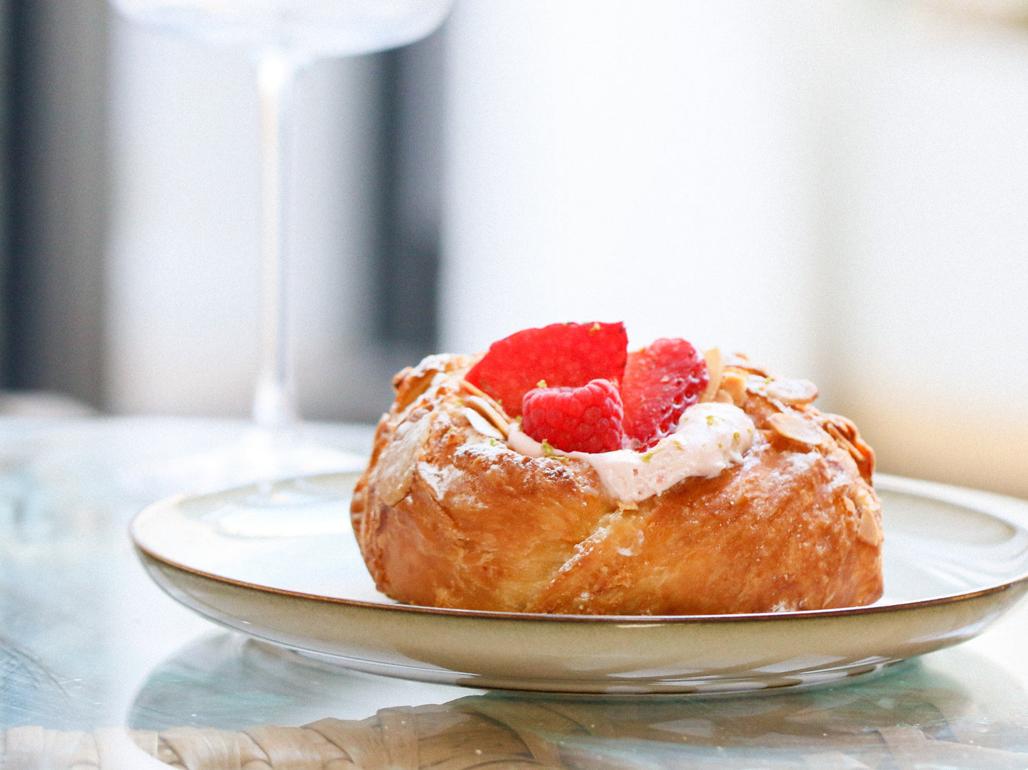 Strawberry & Raspberry Almond Scrollsant with Mascarpone Cream