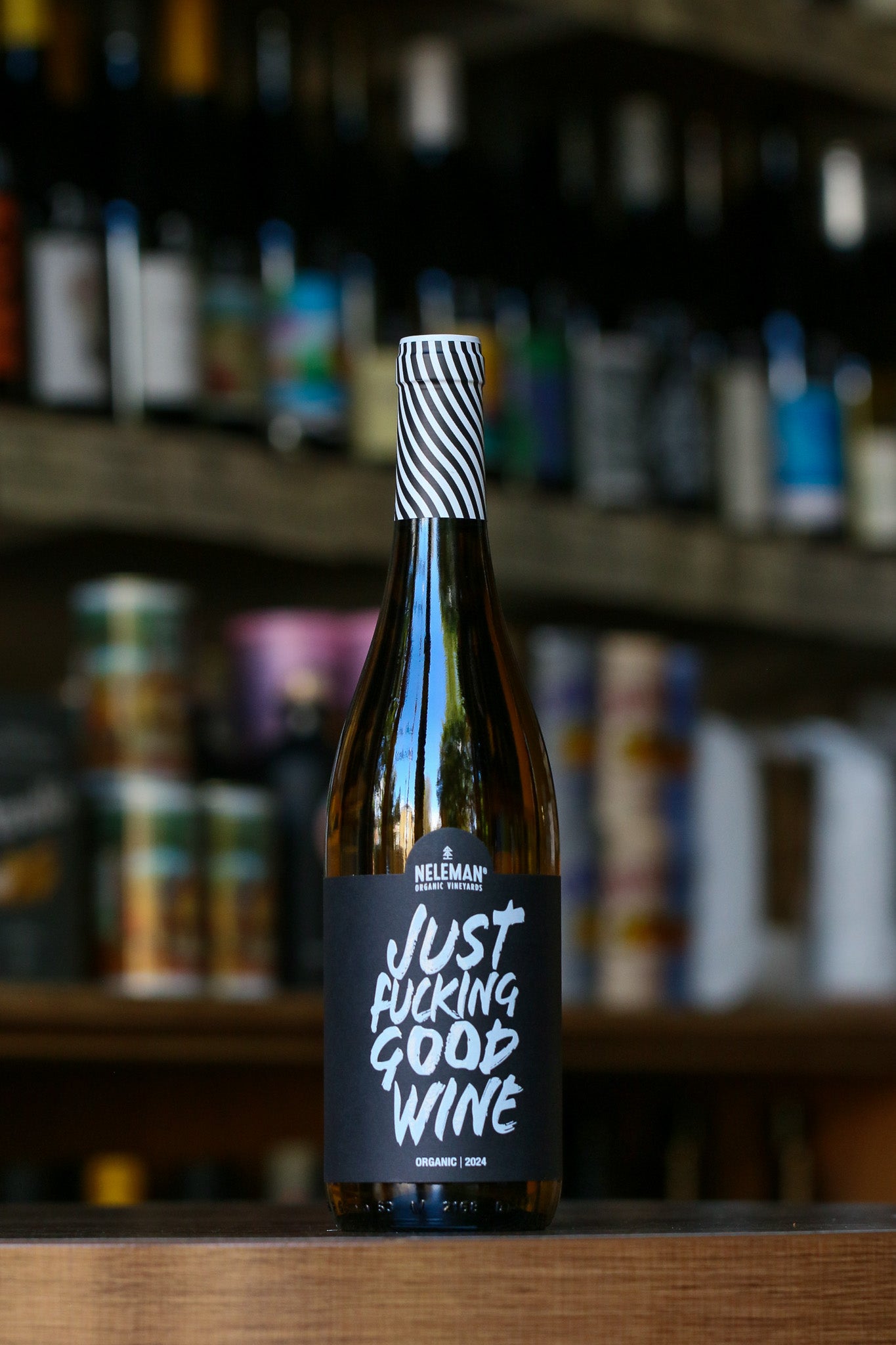 JUST FUCKING GOOD WHITE WINE BOTTLE FROM NELEMANS. ORGANIC WINE FROM VALENCIA SPAIN 
